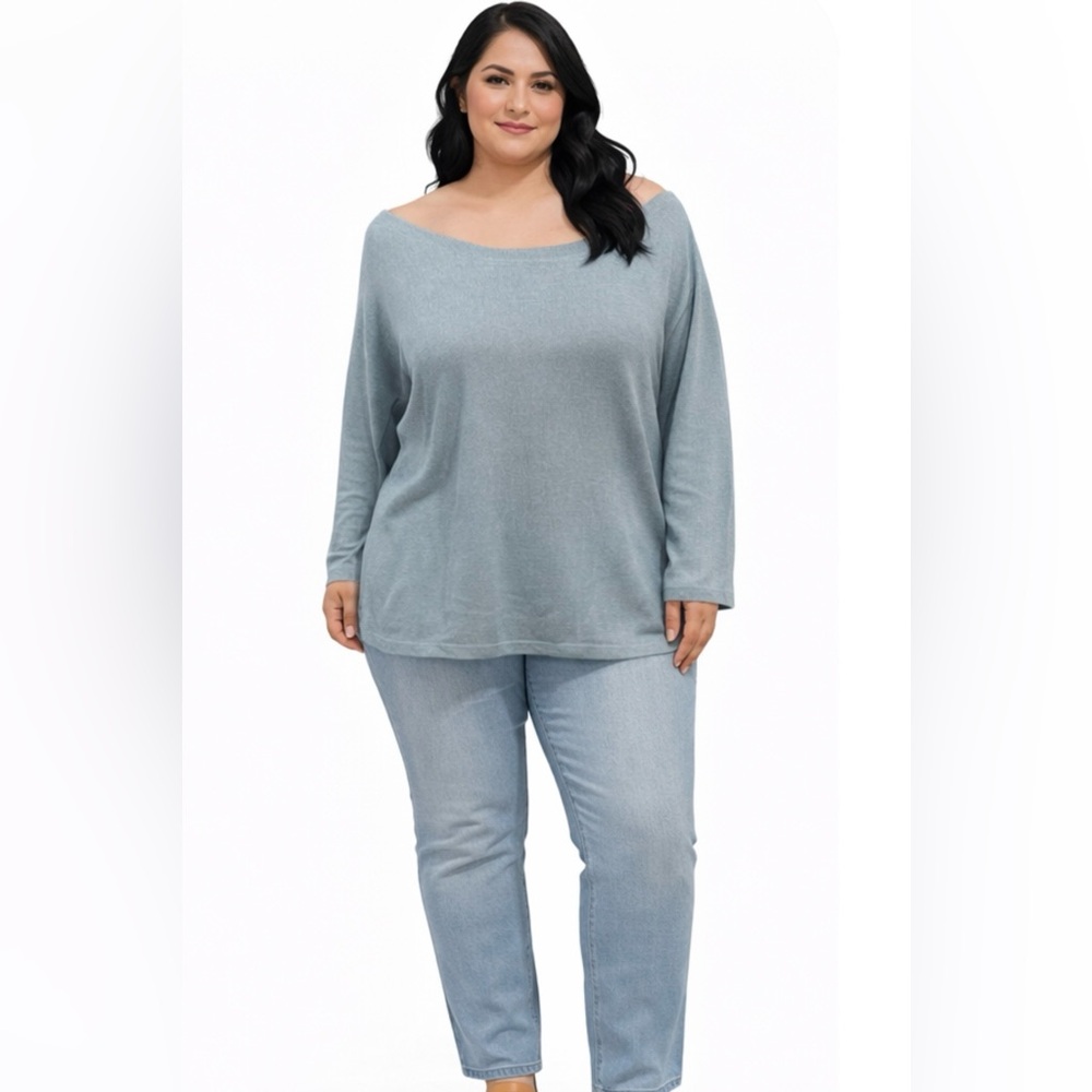 Milano Off-the-Shoulder Light Blue Sweater